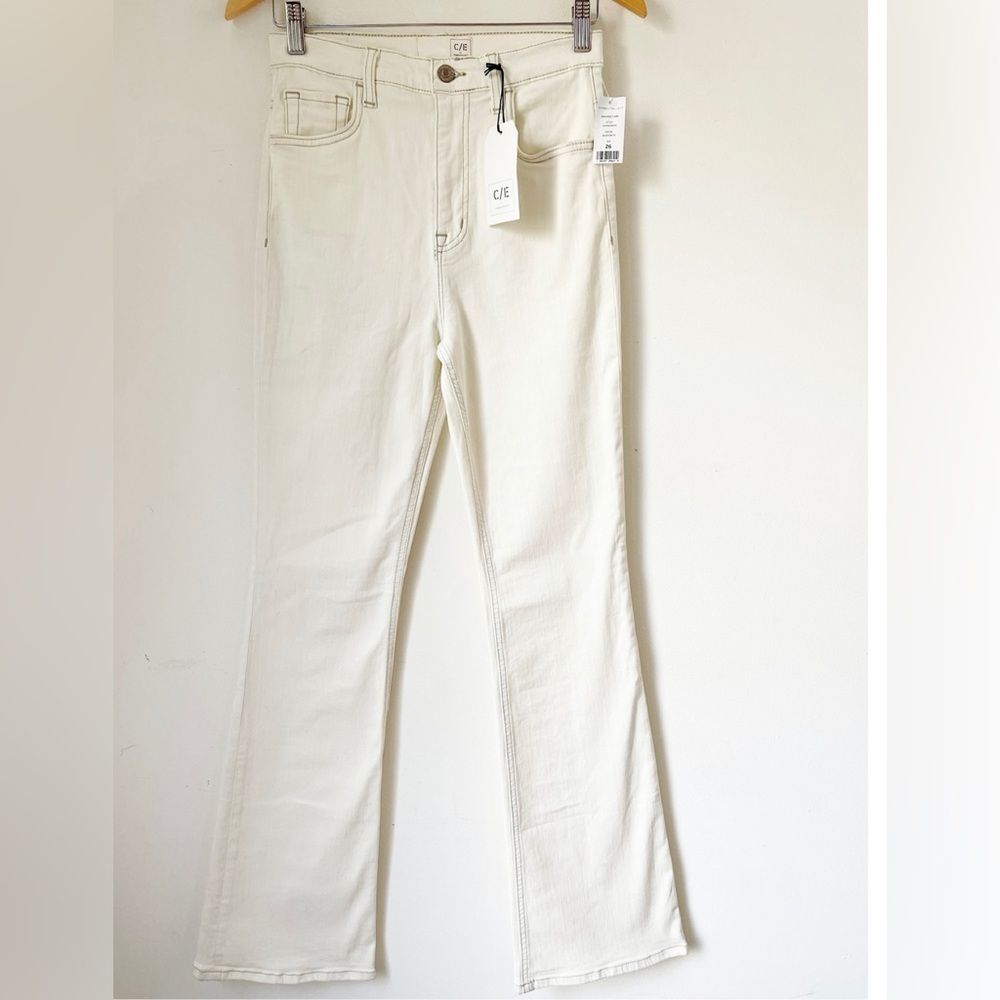 C/E CURRENT ELLIOTT High Rise Flared Jeans Bentonite Ivory Jeans 26